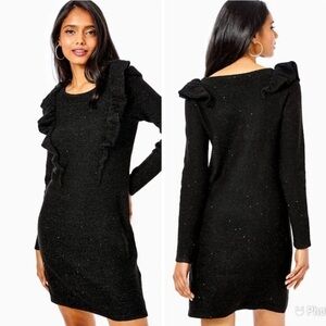 Lilly Pulitzer Black Long Sleeve Sparkly Sequin Sweater Dress Size Small